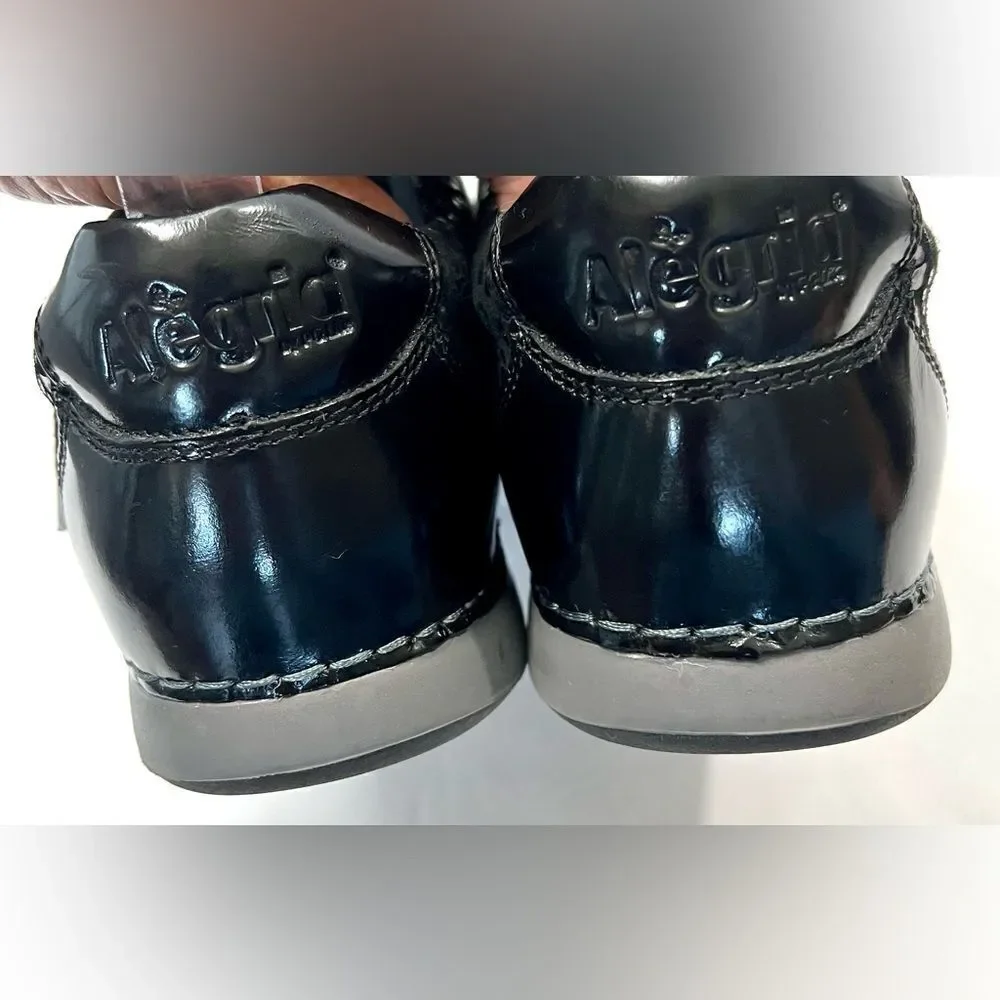 Alegria Essence Night Poppy Silver and Black Leather Sneakers